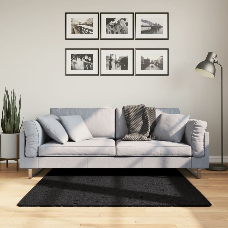 vidaXL Teppich OVIEDO Kurzflor Schwarz 120x120 cm vidaXL Teppich OVIEDO Kurzflor Schwarz 120x120 cm