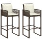 vidaXL Garten-Barhocker mit Kissen 2 Stk. Braun Poly Rattan vidaXL Garten-Barhocker mit Kissen 2 Stk. Braun Poly Rattan