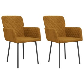 vidaXL Esszimmerstühle 2 Stk. Braun Samt