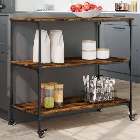 vidaXL Küchenwagen Räuchereiche 102x50x95 cm Holzwerkstoff