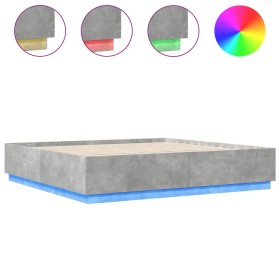 vidaXL Bettgestell mit LED Betongrau 180x200 cm Holzwerkstoff