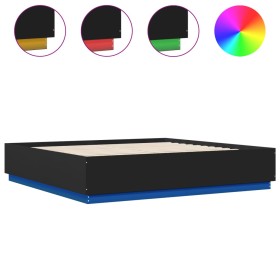 vidaXL Bettgestell mit LED Schwarz 180x200 cm Holzwerkstoff