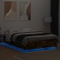 vidaXL Bettgestell mit LED Räuchereiche 150x200cm Holzwerkstoff vidaXL Bettgestell mit LED Räuchereiche 150x200cm Holzwerkstoff