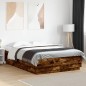 vidaXL Bettgestell mit LED Räuchereiche 150x200cm Holzwerkstoff vidaXL Bettgestell mit LED Räuchereiche 150x200cm Holzwerkstoff