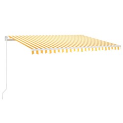 Automatische Markise mit LED & Windsensor 450x300 cm Gelb/Weiß