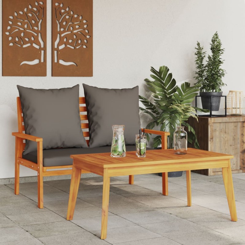 vidaXL Gartensofa-Set mit Kissen Massivholz Akazie vidaXL Gartensofa-Set mit Kissen Massivholz Akazie