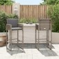 vidaXL Garten-Barhocker mit Kissen 2 Stk. Grau Poly Rattan vidaXL Garten-Barhocker mit Kissen 2 Stk. Grau Poly Rattan
