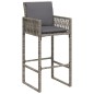 vidaXL Garten-Barhocker mit Kissen 2 Stk. Grau Poly Rattan vidaXL Garten-Barhocker mit Kissen 2 Stk. Grau Poly Rattan