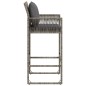 vidaXL Garten-Barhocker mit Kissen 2 Stk. Grau Poly Rattan vidaXL Garten-Barhocker mit Kissen 2 Stk. Grau Poly Rattan