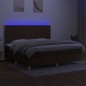 vidaXL Boxspringbett mit Matratze & LED Dunkelbraun 200x200 cm Stoff vidaXL Boxspringbett mit Matratze & LED Dunkelbraun 200x200 cm Stoff