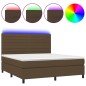 vidaXL Boxspringbett mit Matratze & LED Dunkelbraun 180x200 cm Stoff vidaXL Boxspringbett mit Matratze & LED Dunkelbraun 180x200 cm Stoff