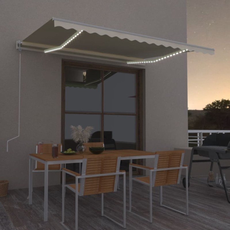 vidaXL Automatische Markise mit LED & Windsensor 450x350 cm Creme vidaXL Automatische Markise mit LED & Windsensor 450x350 cm Creme