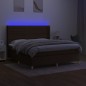 vidaXL Boxspringbett mit Matratze & LED Dunkelbraun 180x200 cm Stoff vidaXL Boxspringbett mit Matratze & LED Dunkelbraun 180x200 cm Stoff