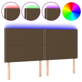 vidaXL LED Kopfteil Dunkelbraun 200x5x118/128 cm Stoff