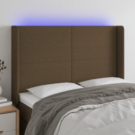 vidaXL LED Kopfteil Dunkelbraun 147x16x118/128 cm Stoff