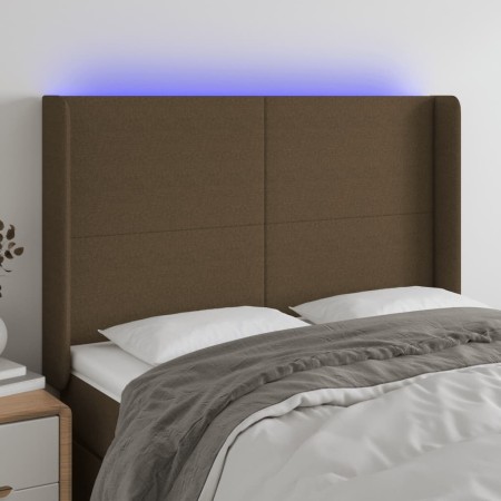 vidaXL LED Kopfteil Dunkelbraun 147x16x118/128 cm Stoff
