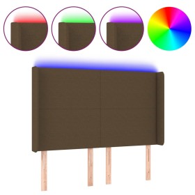 vidaXL LED Kopfteil Dunkelbraun 147x16x118/128 cm Stoff