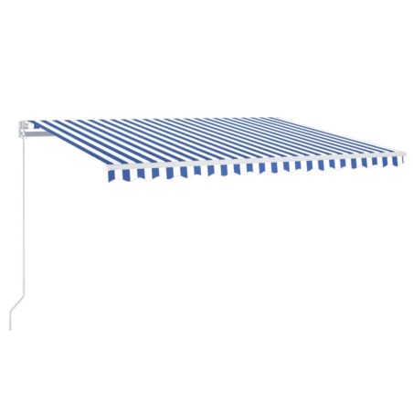 Gelenkarmmarkise Einziehbar mit LED 400x350 cm Blau und Weiß