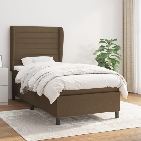 vidaXL Boxspringbett mit Matratze Dunkelbraun 90x200 cm Stoff