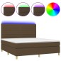 vidaXL Boxspringbett mit Matratze & LED Dunkelbraun 180x200 cm Stoff vidaXL Boxspringbett mit Matratze & LED Dunkelbraun 180x200 cm Stoff