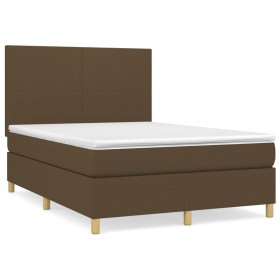 vidaXL Boxspringbett mit Matratze Dunkelbraun 140x190 cm Stoff