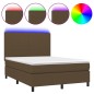 vidaXL Boxspringbett mit Matratze & LED Dunkelbraun 140x190 cm Stoff vidaXL Boxspringbett mit Matratze & LED Dunkelbraun 140x190 cm Stoff