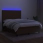 vidaXL Boxspringbett mit Matratze & LED Dunkelbraun 140x190 cm Stoff vidaXL Boxspringbett mit Matratze & LED Dunkelbraun 140x190 cm Stoff