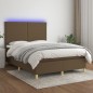 vidaXL Boxspringbett mit Matratze & LED Dunkelbraun 140x190 cm Stoff vidaXL Boxspringbett mit Matratze & LED Dunkelbraun 140x190 cm Stoff