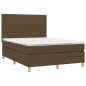 vidaXL Boxspringbett mit Matratze & LED Dunkelbraun 140x190 cm Stoff vidaXL Boxspringbett mit Matratze & LED Dunkelbraun 140x190 cm Stoff