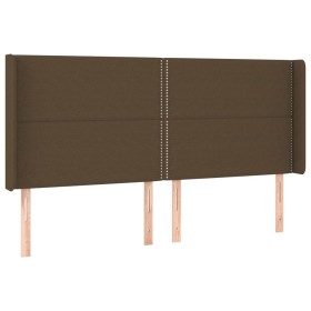 vidaXL Kopfteil mit Ohren Dunkelbraun 203x16x118/128 cm Stoff