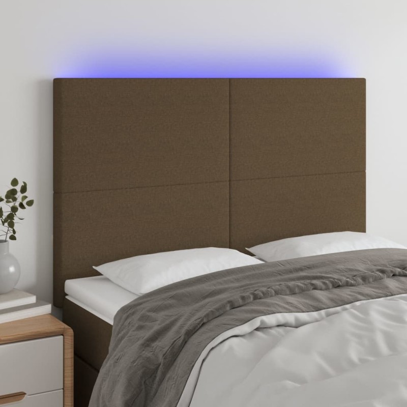 vidaXL LED Kopfteil Dunkelbraun 144x5x118/128 cm Stoff vidaXL LED Kopfteil Dunkelbraun 144x5x118/128 cm Stoff