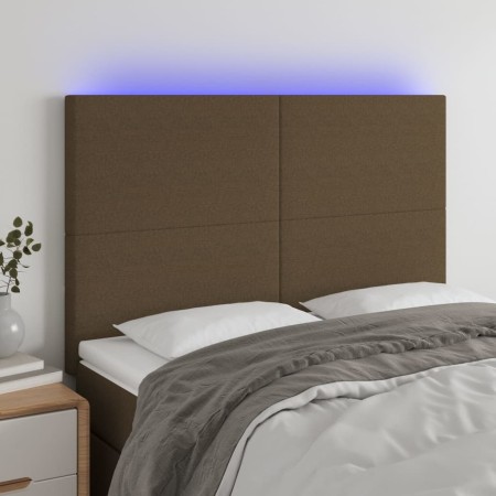 vidaXL LED Kopfteil Dunkelbraun 144x5x118/128 cm Stoff