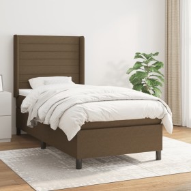 vidaXL Boxspringbett mit Matratze Dunkelbraun 90x200 cm Stoff