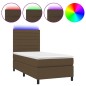 vidaXL Boxspringbett mit Matratze & LED Dunkelbraun 90x200 cm Stoff vidaXL Boxspringbett mit Matratze & LED Dunkelbraun 90x200 cm Stoff