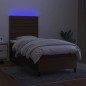 vidaXL Boxspringbett mit Matratze & LED Dunkelbraun 90x200 cm Stoff vidaXL Boxspringbett mit Matratze & LED Dunkelbraun 90x200 cm Stoff