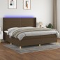 vidaXL Boxspringbett mit Matratze & LED Dunkelbraun 200x200 cm Stoff vidaXL Boxspringbett mit Matratze & LED Dunkelbraun 200x200 cm Stoff