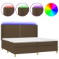 vidaXL Boxspringbett mit Matratze & LED Dunkelbraun 200x200 cm Stoff vidaXL Boxspringbett mit Matratze & LED Dunkelbraun 200x200 cm Stoff