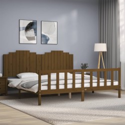 Massivholzbett mit Kopfteil Honigbraun 200x200 cm