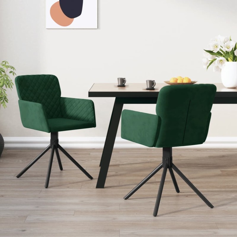vidaXL Esszimmerstühle 2 Stk. Drehbar Dunkelgrün Samt vidaXL Esszimmerstühle 2 Stk. Drehbar Dunkelgrün Samt