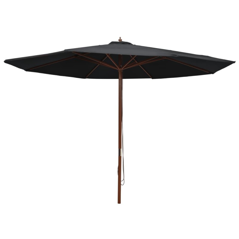 vidaXL Sonnenschirm mit Holzmast 350 cm Schwarz vidaXL Sonnenschirm mit Holzmast 350 cm Schwarz