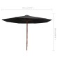 vidaXL Sonnenschirm mit Holzmast 350 cm Schwarz vidaXL Sonnenschirm mit Holzmast 350 cm Schwarz