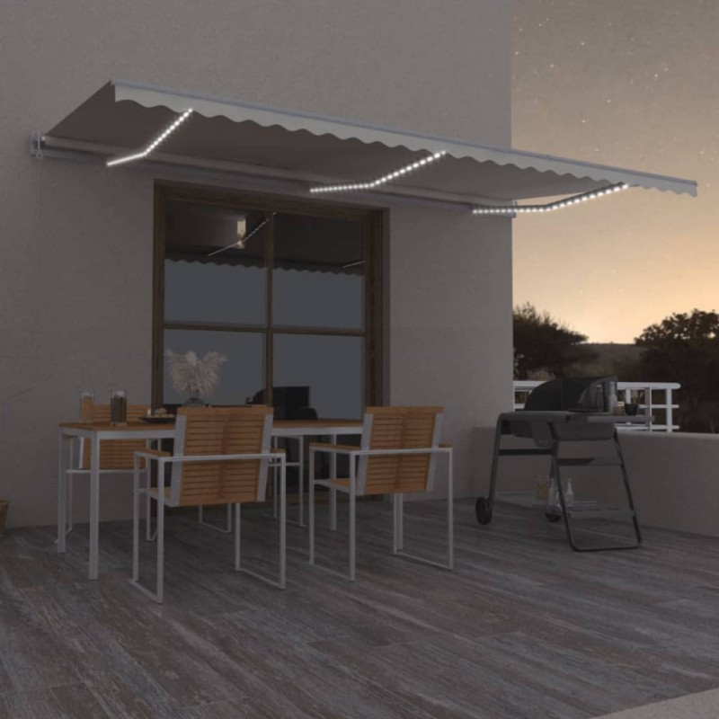 vidaXL Automatische Markise mit LED & Windsensor 600x350 cm Creme vidaXL Automatische Markise mit LED & Windsensor 600x350 cm Creme