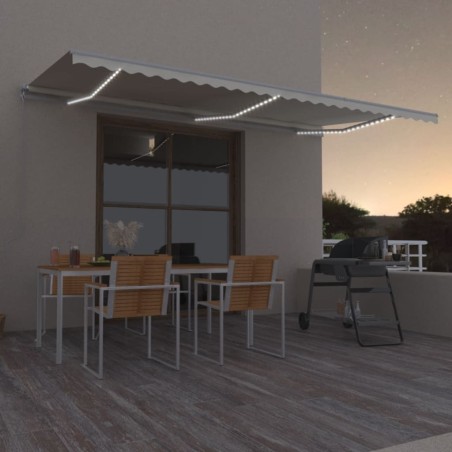 Gelenkarmmarkise Einziehbar mit LED 600x350 cm Cremeweiß