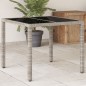vidaXL Gartentisch mit Glasplatte Hellgrau 90x90x75 cm Poly Rattan vidaXL Gartentisch mit Glasplatte Hellgrau 90x90x75 cm Poly Rattan