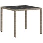 vidaXL Gartentisch mit Glasplatte Hellgrau 90x90x75 cm Poly Rattan vidaXL Gartentisch mit Glasplatte Hellgrau 90x90x75 cm Poly Rattan