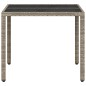 vidaXL Gartentisch mit Glasplatte Hellgrau 90x90x75 cm Poly Rattan vidaXL Gartentisch mit Glasplatte Hellgrau 90x90x75 cm Poly Rattan