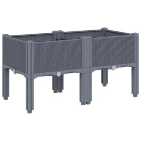 vidaXL Pflanzkasten mit Beinen Grau 80x40x42 cm PP