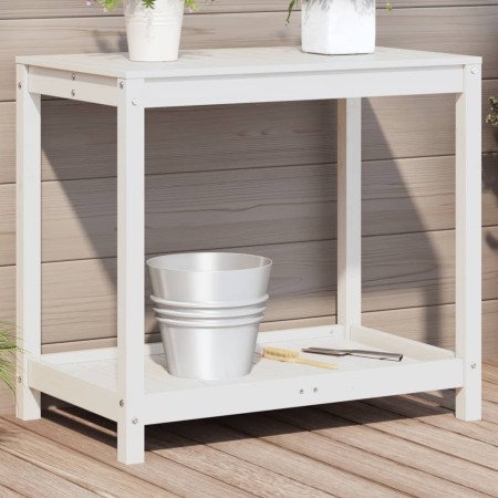 vidaXL Pflanztisch mit Ablage Weiß 82,5x50x75 cm Massivholz Kiefer