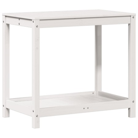 vidaXL Pflanztisch mit Ablage Weiß 82,5x50x75 cm Massivholz Kiefer