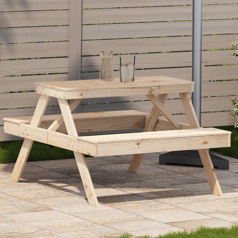 vidaXL Picknicktisch 105x134x75 cm Massivholz Kiefer vidaXL Picknicktisch 105x134x75 cm Massivholz Kiefer